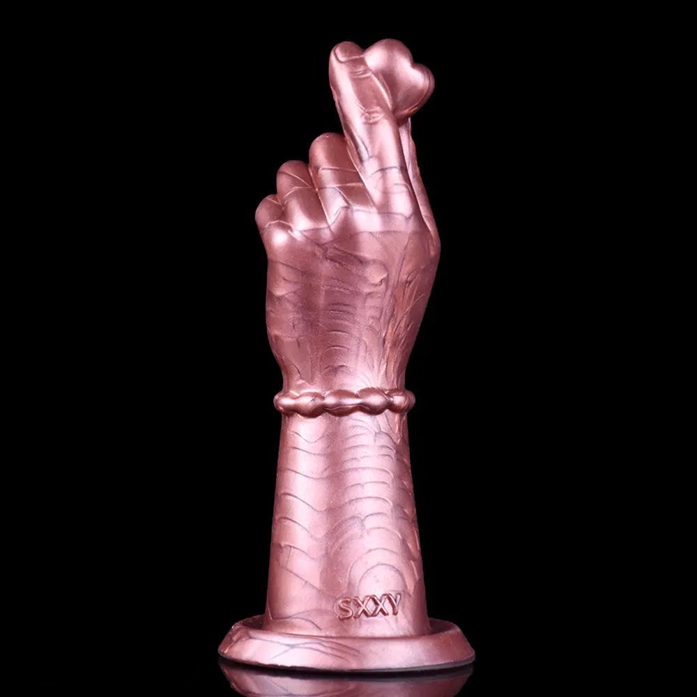 Rose gold crossed finger hand fantasy dildo, photo 2