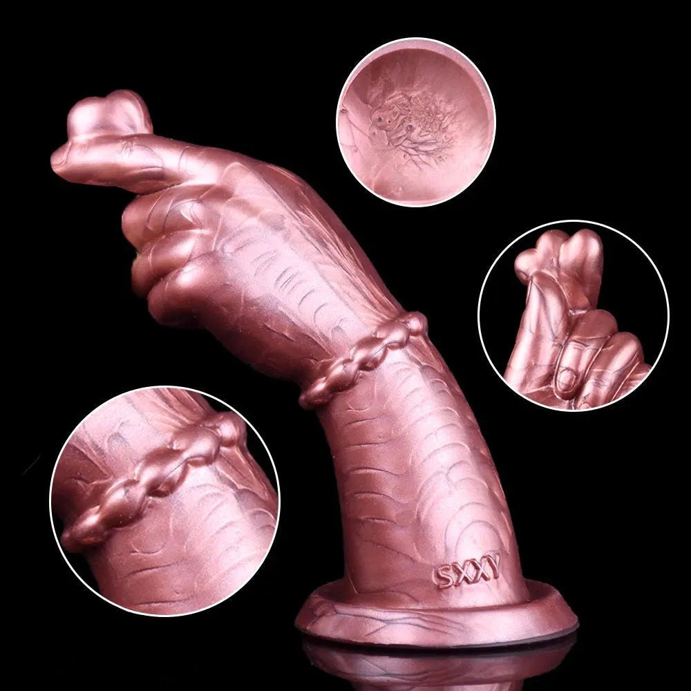 Rose gold crossed finger hand fantasy dildo, photo 5