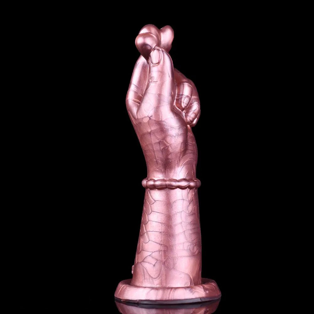 Rose gold crossed finger hand fantasy dildo, photo 6