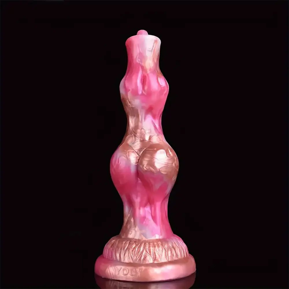 Pink and rose-gold marbled knot animal dildo, photo 1