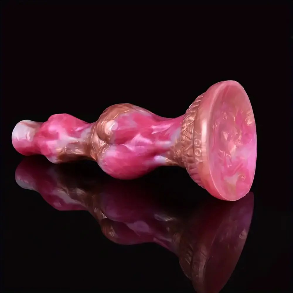 Pink and rose-gold marbled knot animal dildo, photo 5