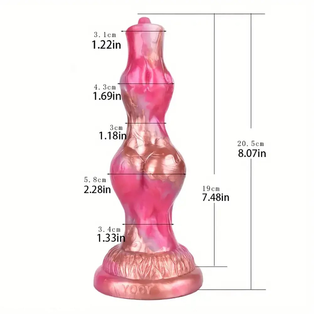 Pink and rose-gold marbled knot animal dildo, photo 6
