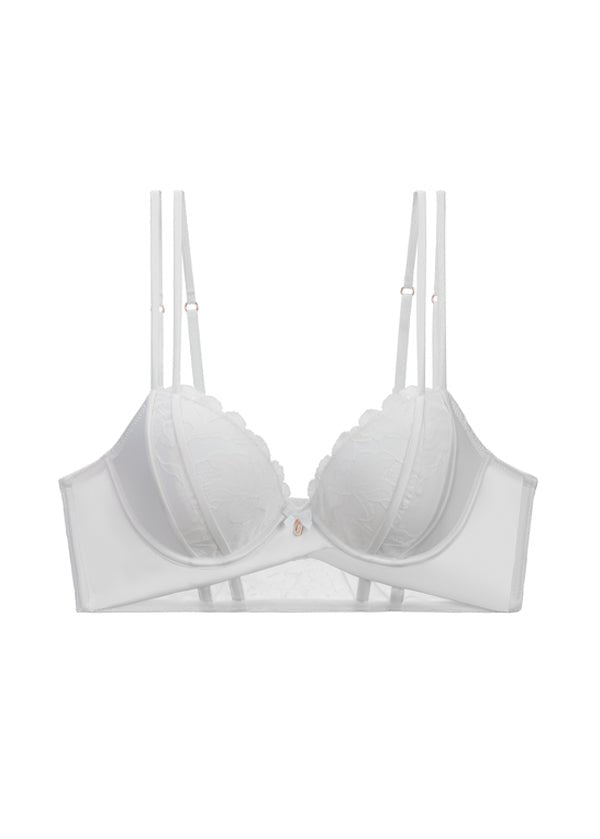 White rose gold pendant white lace bra