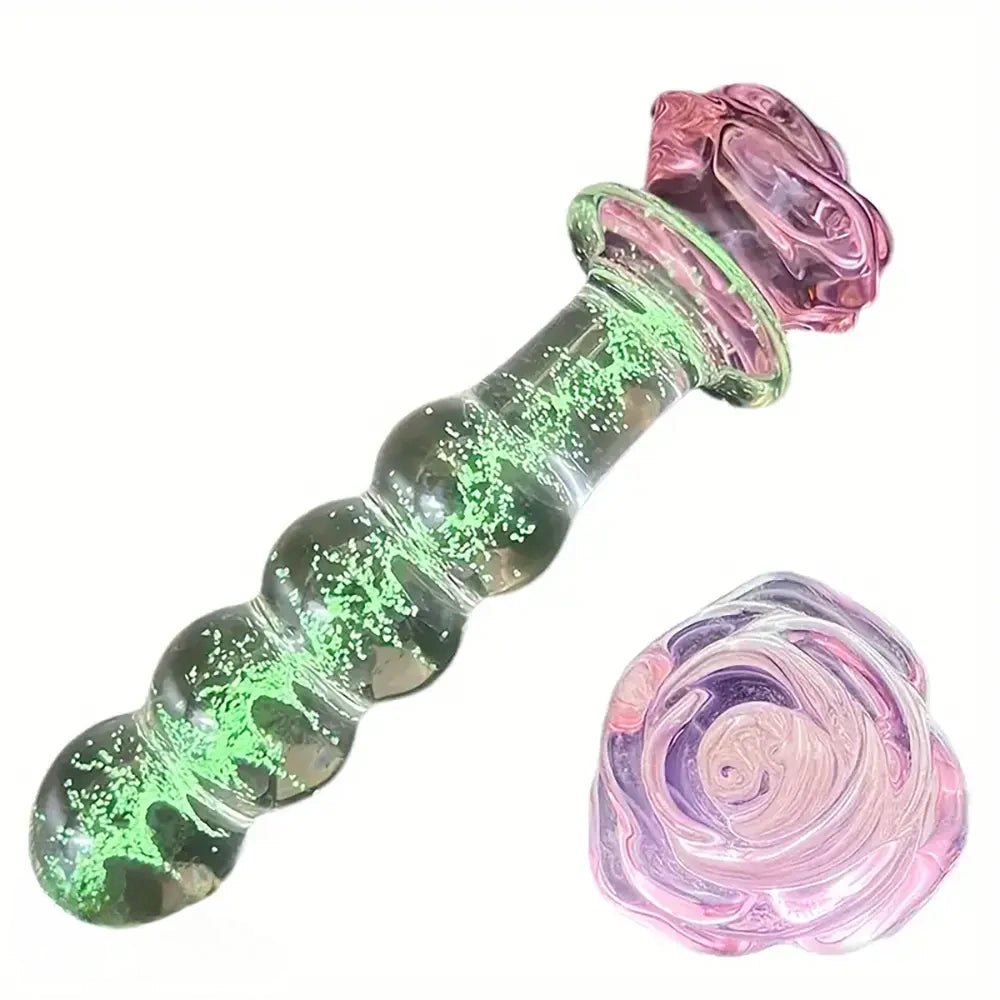 Colorful glass beaded anal dildo, photo 1
