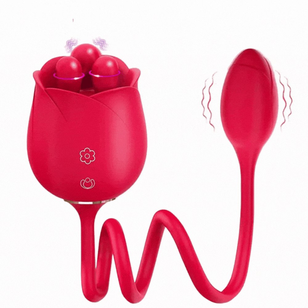 Red silicone rose kneading vibrator, photo 1