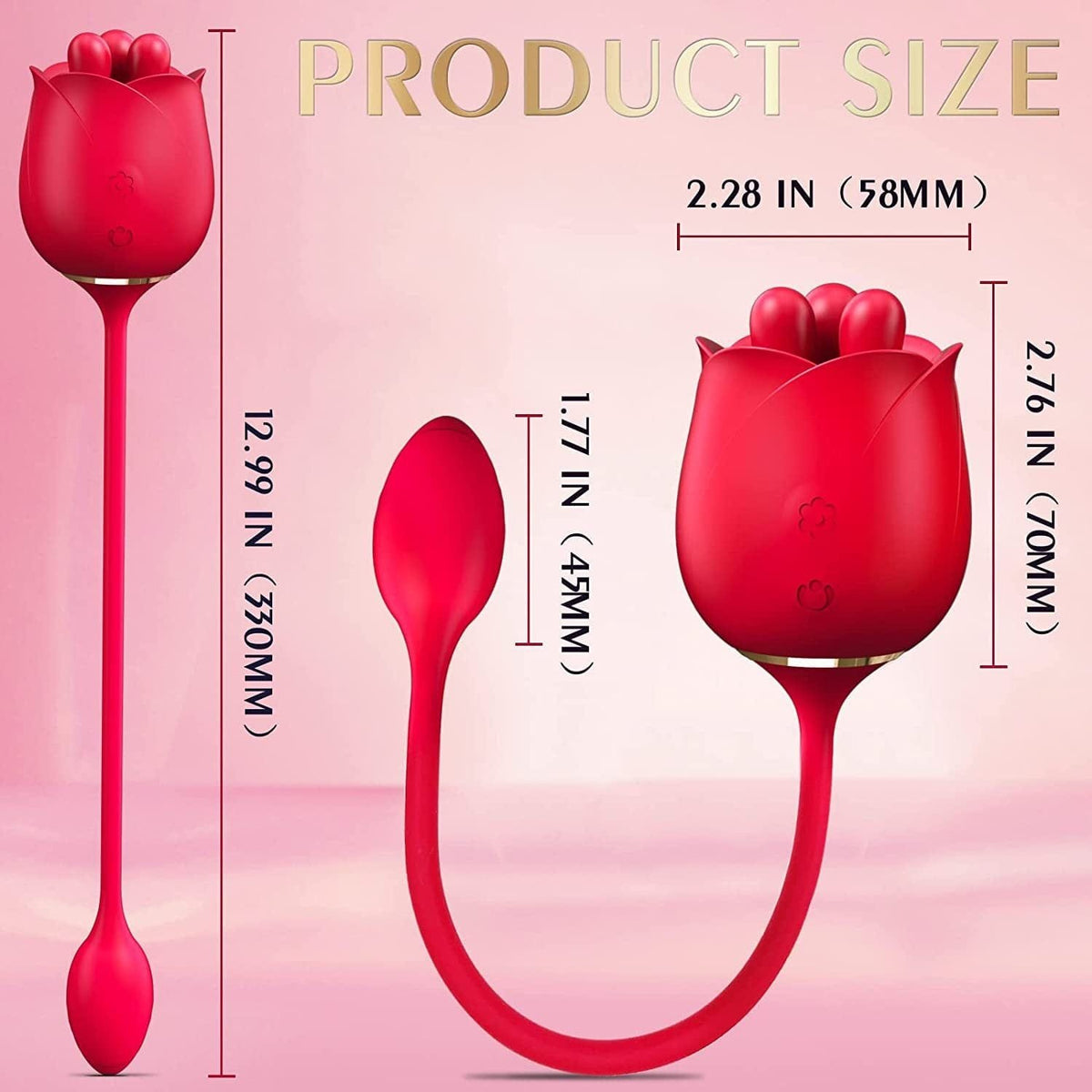 Red silicone rose kneading vibrator, photo 4