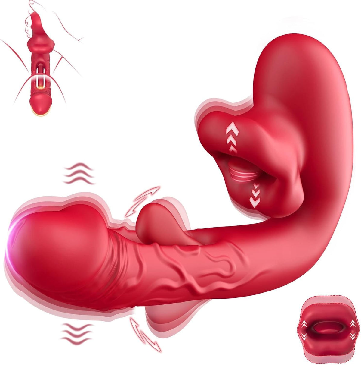 Rabbit-style licking mouth G-spot dildo, photo 1