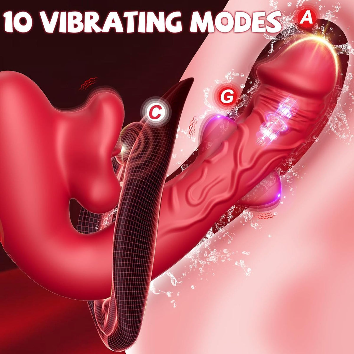 Rabbit-style licking mouth G-spot dildo, photo 5