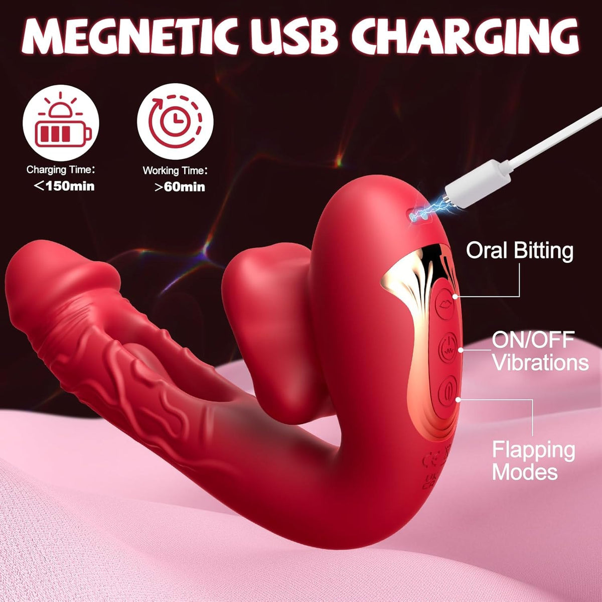 Rabbit-style licking mouth G-spot dildo, photo 6