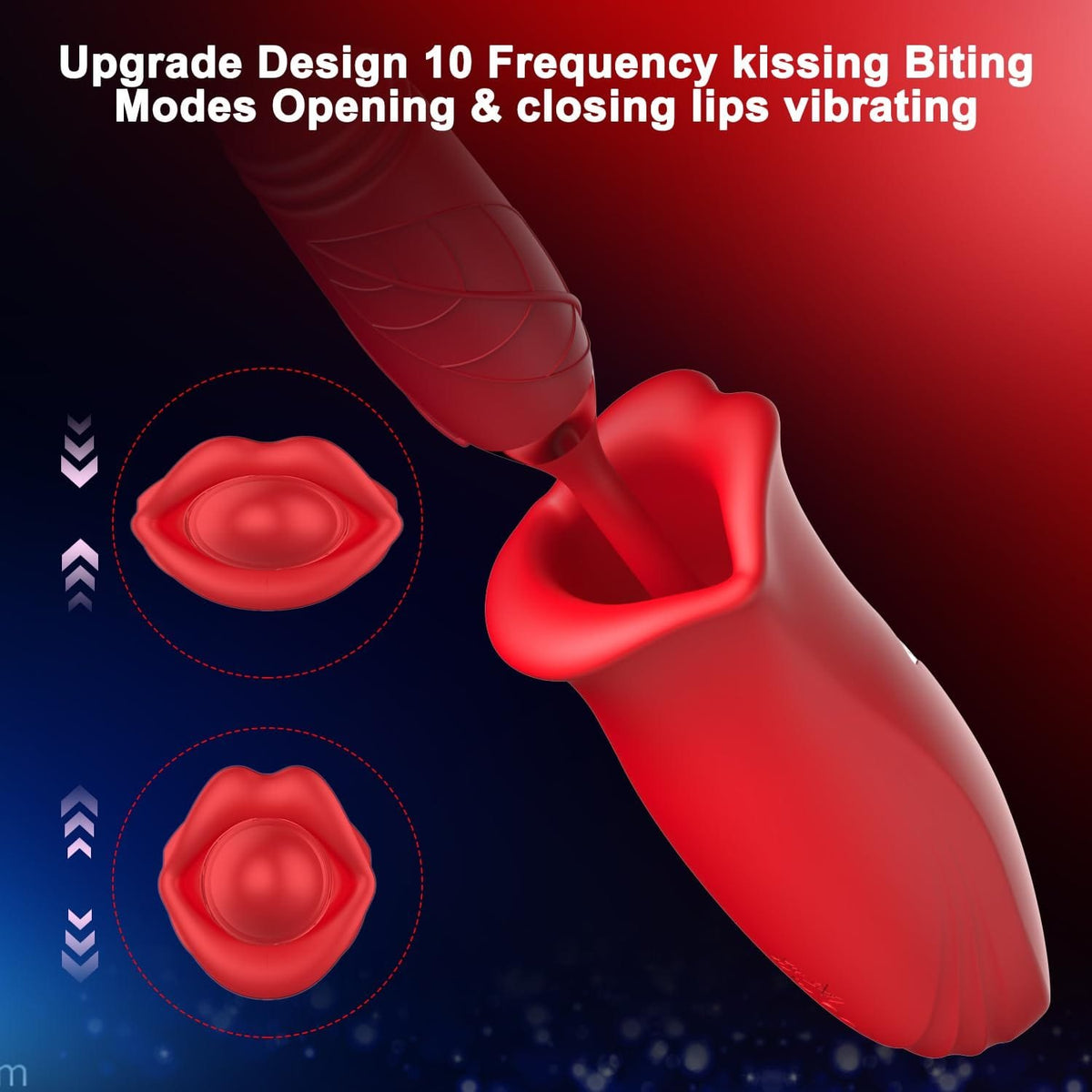 Red silicone rose suction and thrusting vibrator, photo 12