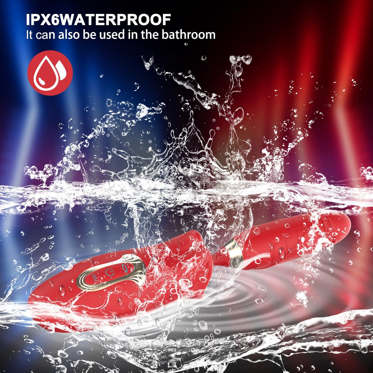 Red silicone rose suction and thrusting vibrator, photo 13