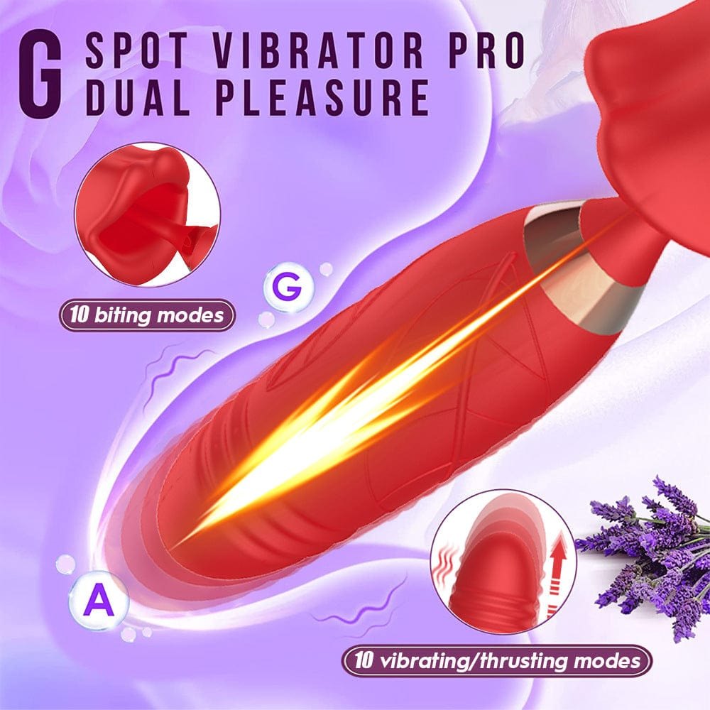 Red silicone rose suction and thrusting vibrator, photo 9
