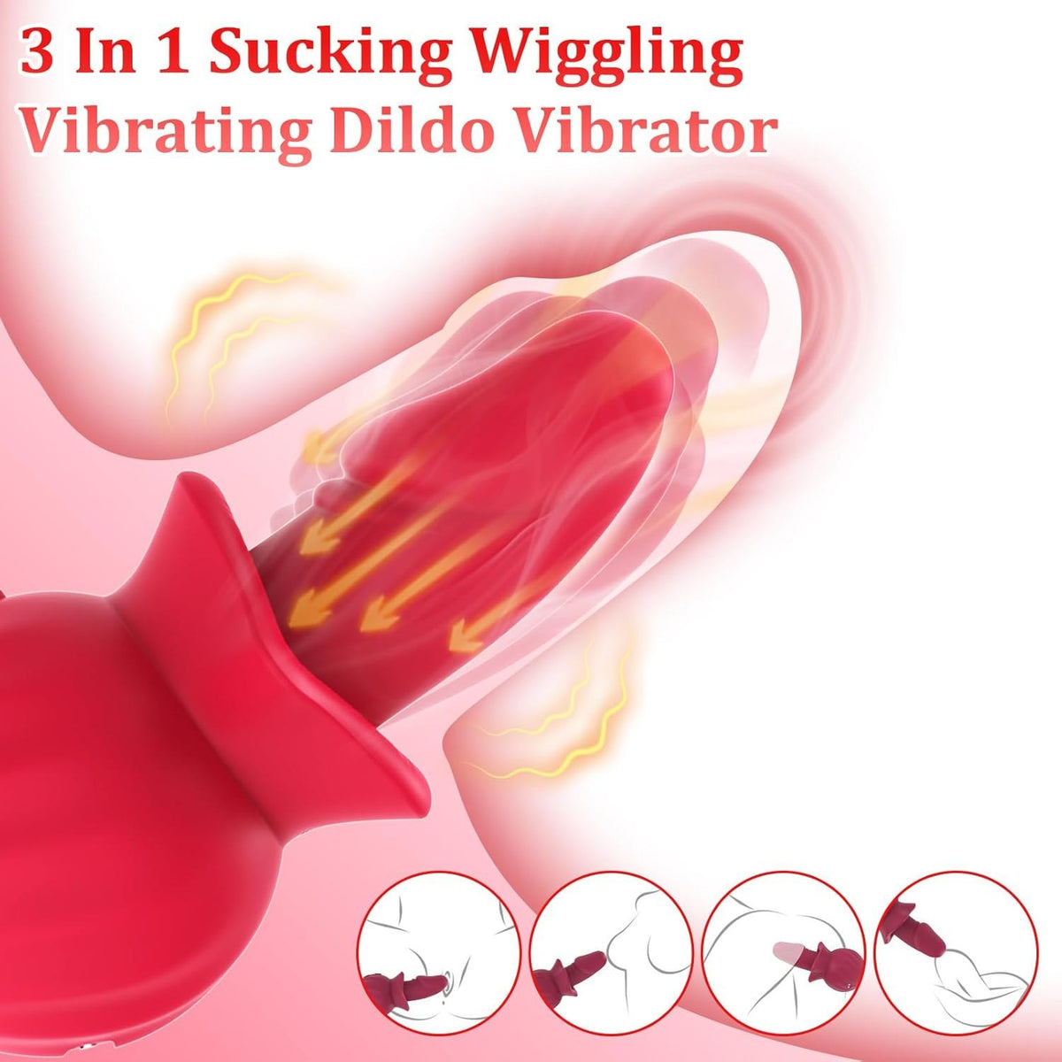 Red rose lips suction vibrator, photo 2