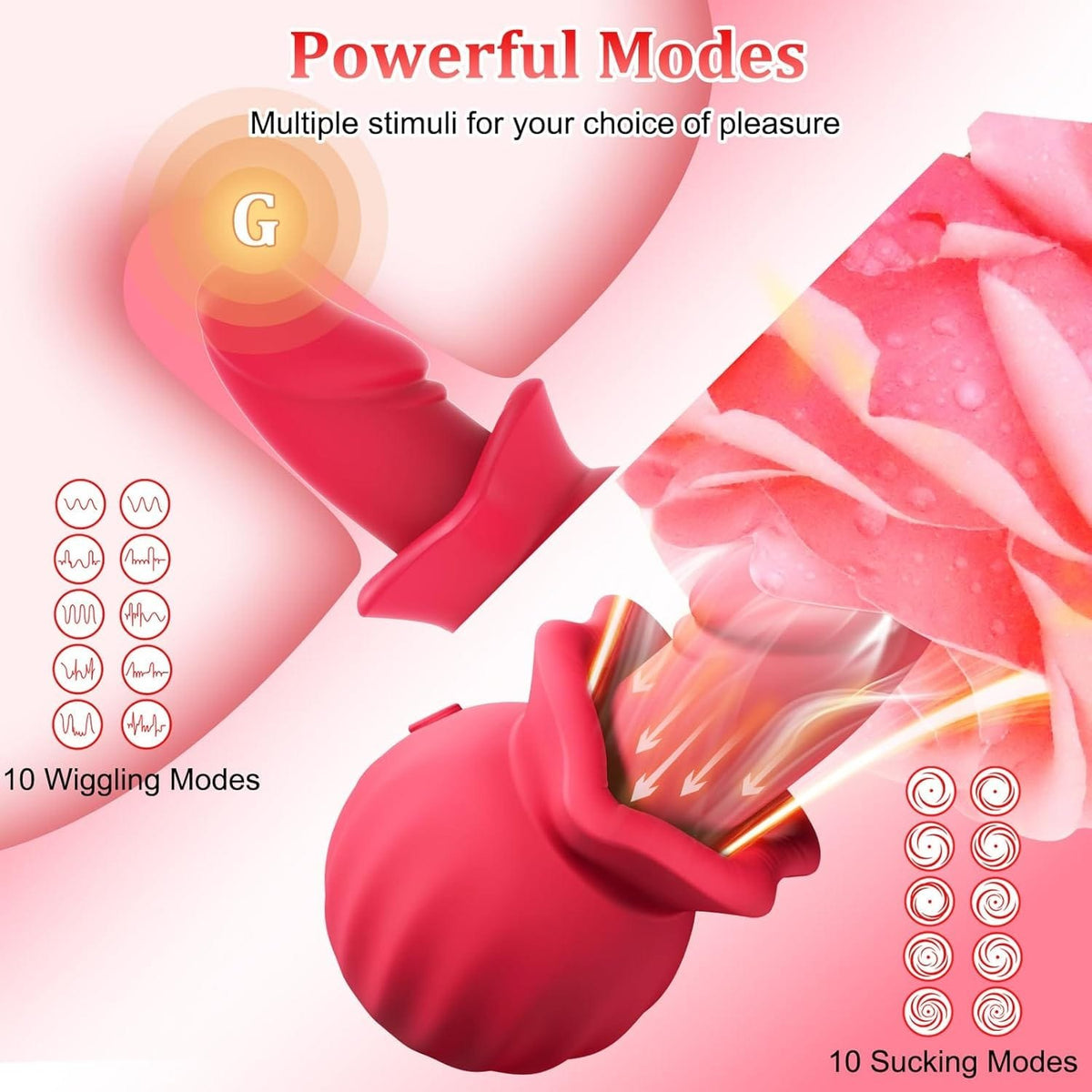 Red rose lips suction vibrator, photo 3