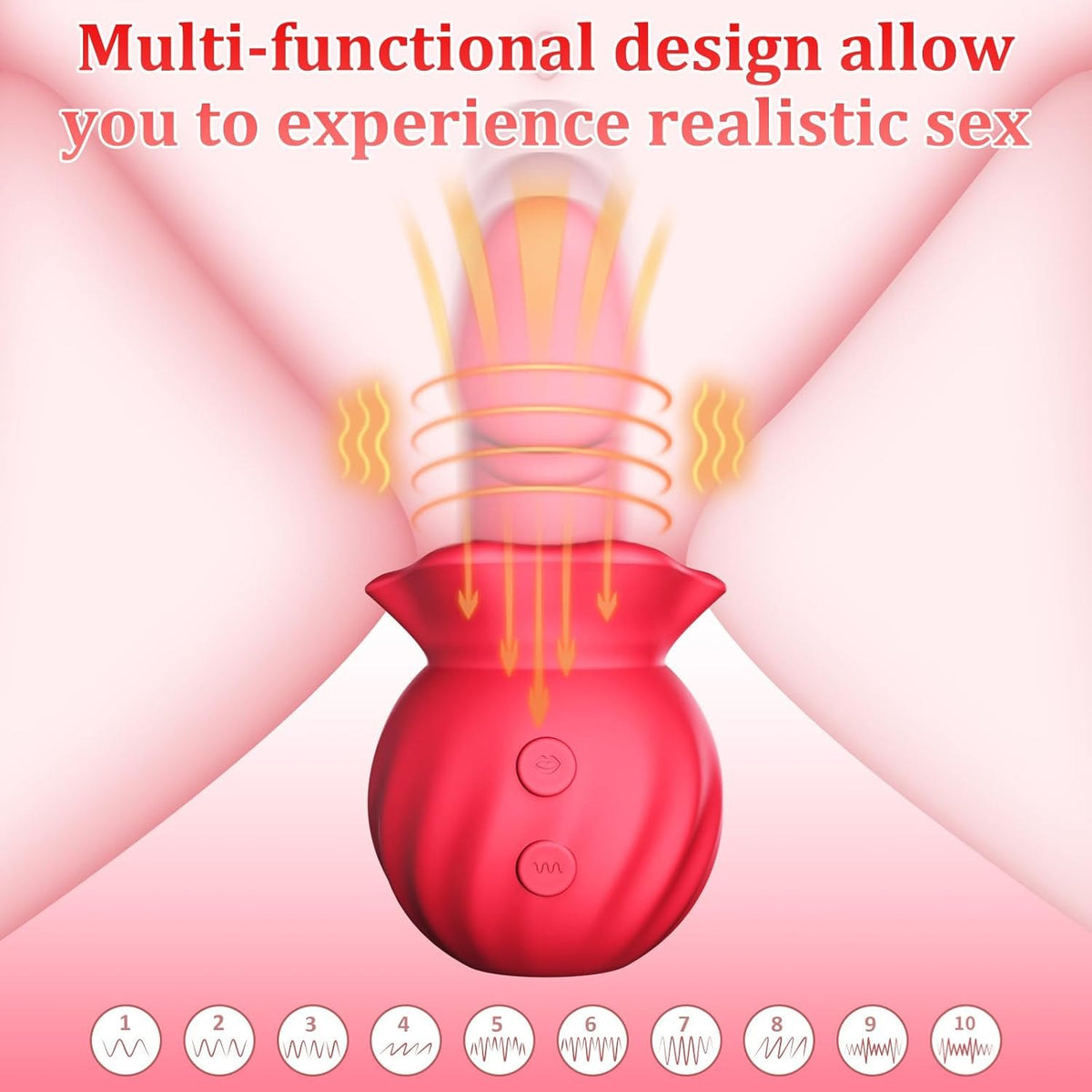Red rose lips suction vibrator, photo 4