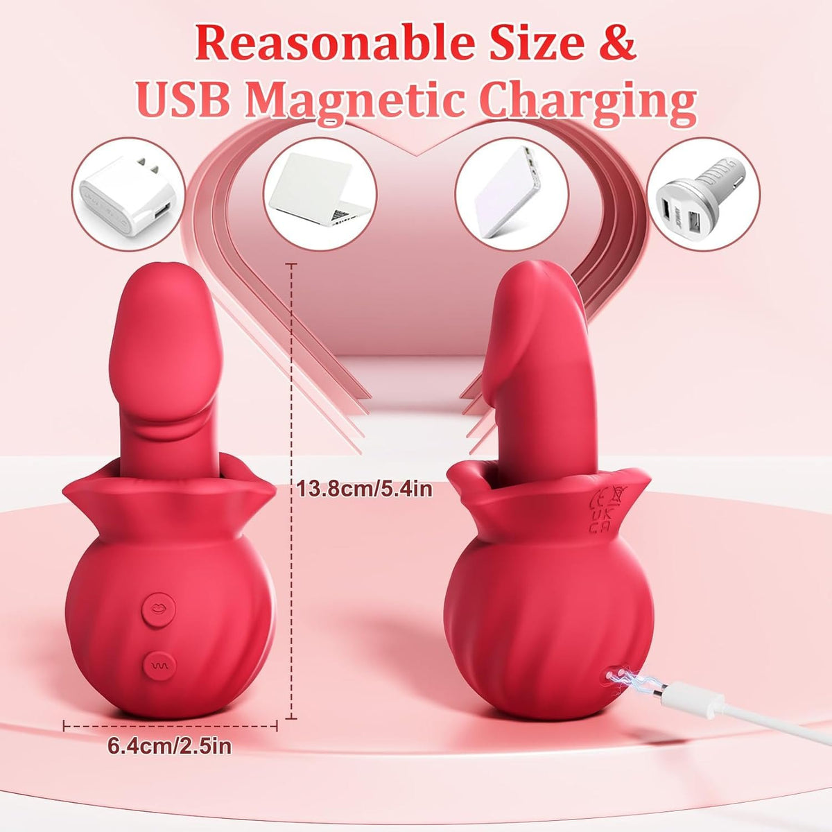 Red rose lips suction vibrator, photo 5