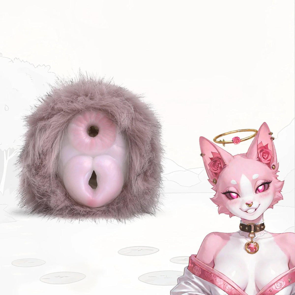 Rose mauve dual entry furry male masturbator, photo 1
