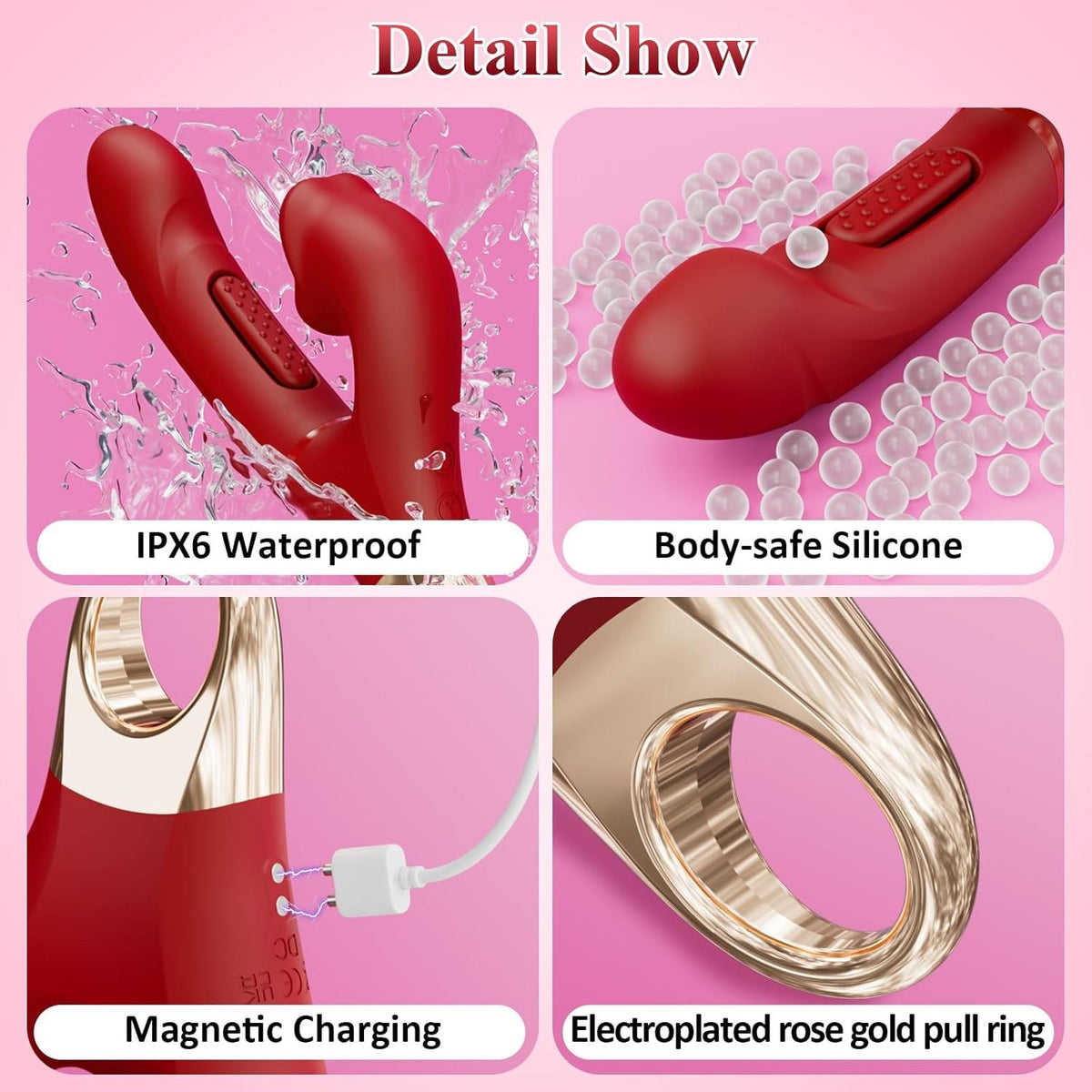 Red rose muncher flapping biting vibrator, photo 5