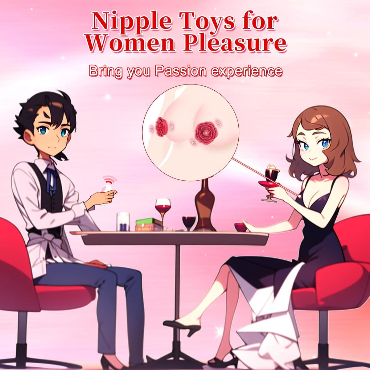 Rose shaped silicone nipple vibrators, photo 4