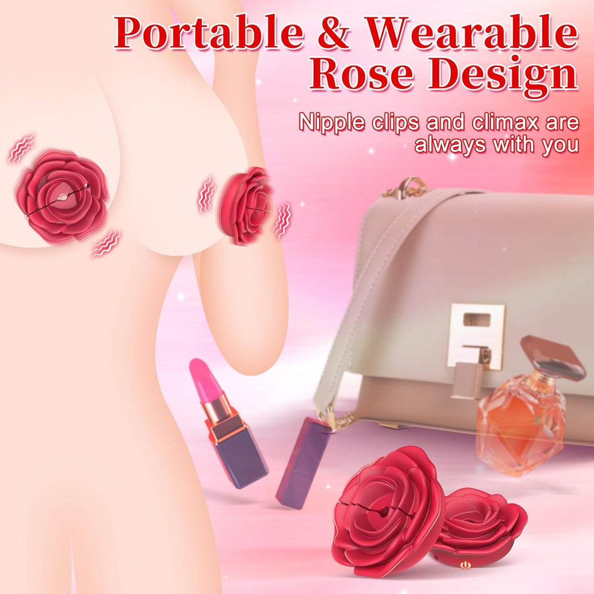 Rose shaped silicone nipple vibrators, photo 6