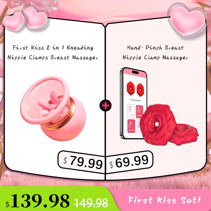 Red rose-shaped nipple vibrators on a neck strap, photo 10