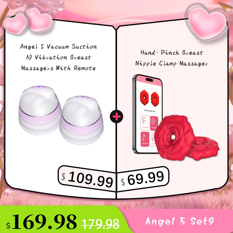 Red rose-shaped nipple vibrators on a neck strap, photo 14