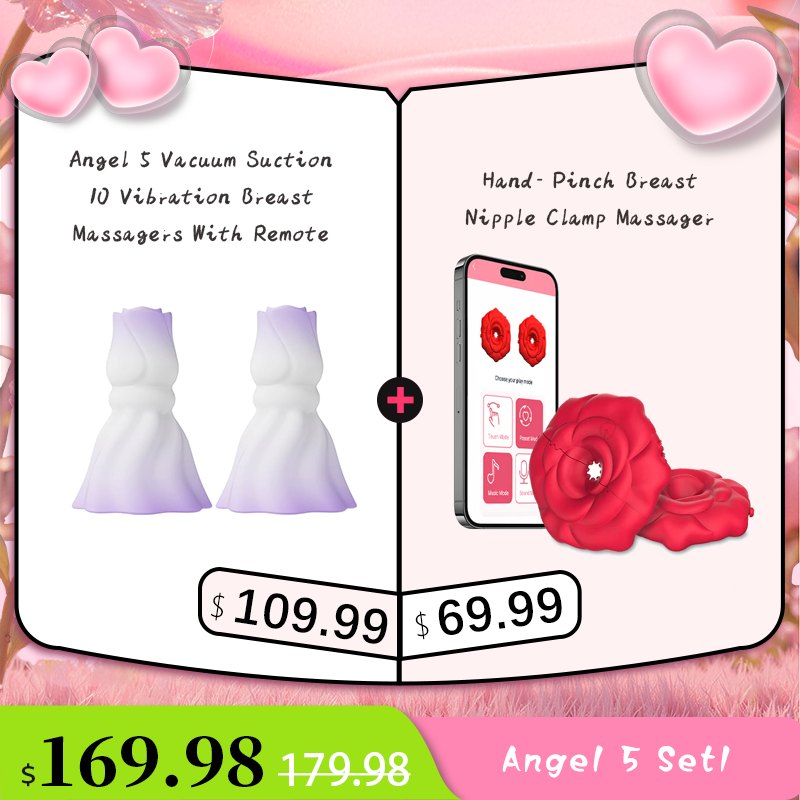 Red rose-shaped nipple vibrators on a neck strap, photo 16