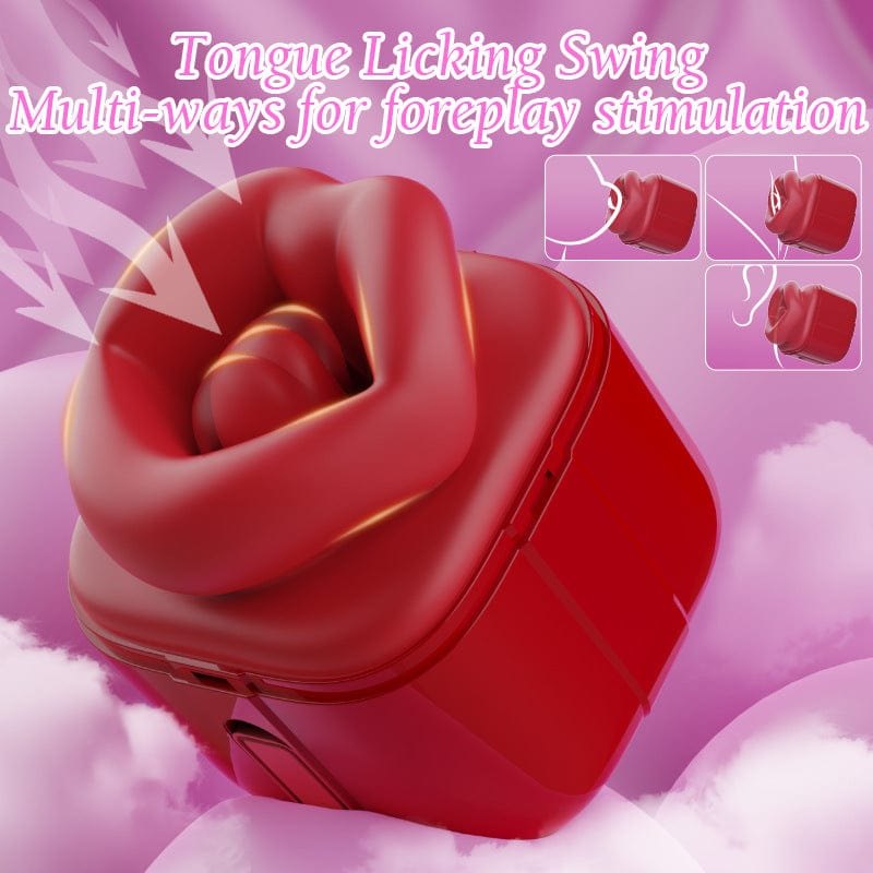 Red rose-shaped oral suction clitoral vibrator, photo 2