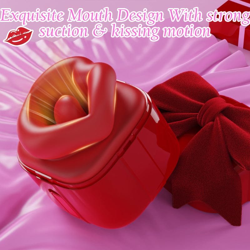 Red rose-shaped oral suction clitoral vibrator, photo 3