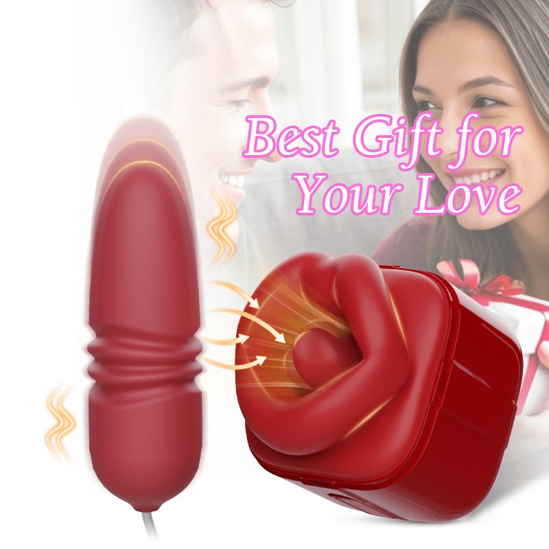Red rose-shaped oral suction clitoral vibrator, photo 7