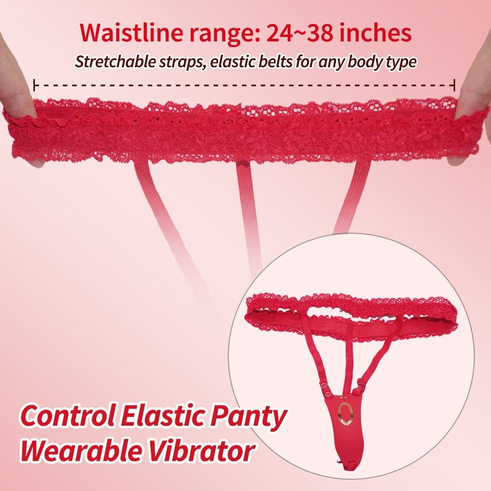 Red rose-shaped wearable clitoral vibrator with lace panty, photo 5