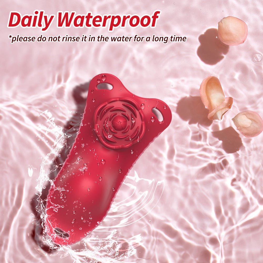 Red rose-shaped wearable clitoral vibrator with lace panty, photo 7