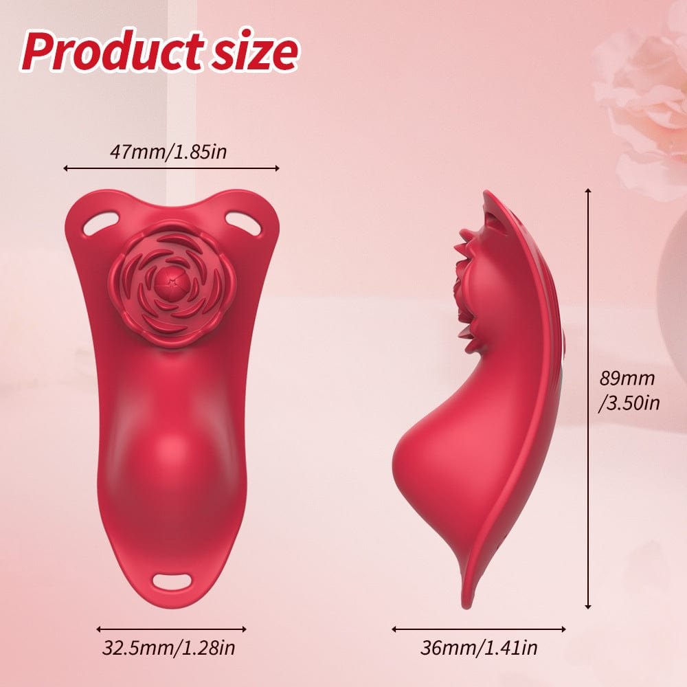Red rose-shaped wearable clitoral vibrator with lace panty, photo 9