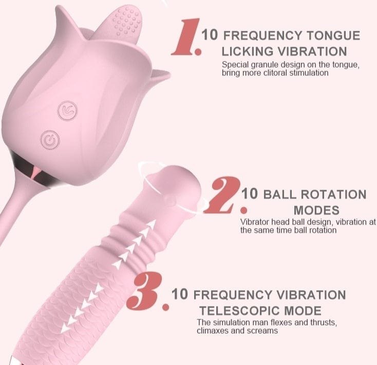 Rose clitoral vibrator with rotating pearl shaft, photo 2