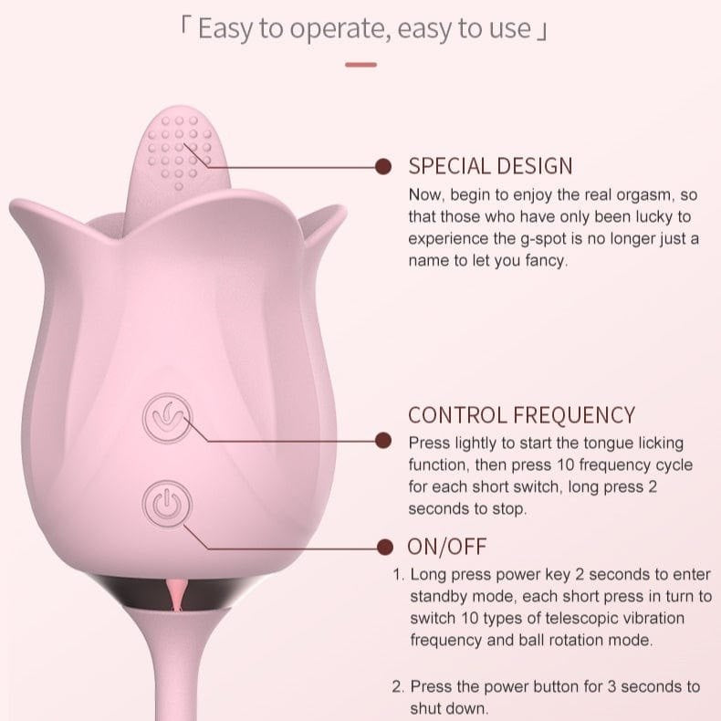 Rose clitoral vibrator with rotating pearl shaft, photo 4