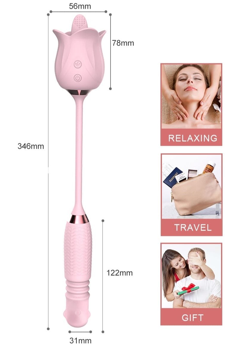Rose clitoral vibrator with rotating pearl shaft, photo 5