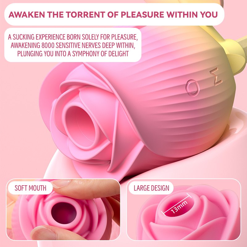 Pink rose-shaped clit suction vibrator, photo 3