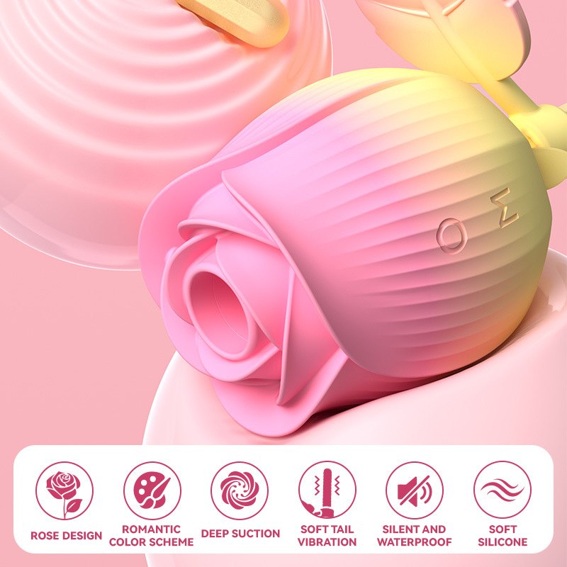 Pink rose-shaped clit suction vibrator, photo 4