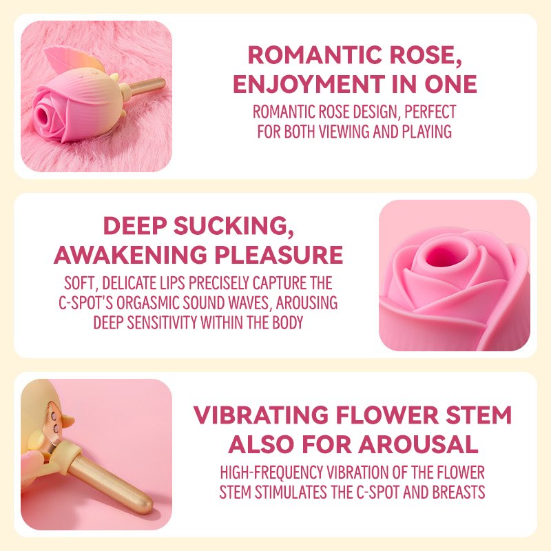 Pink rose-shaped clit suction vibrator, photo 5