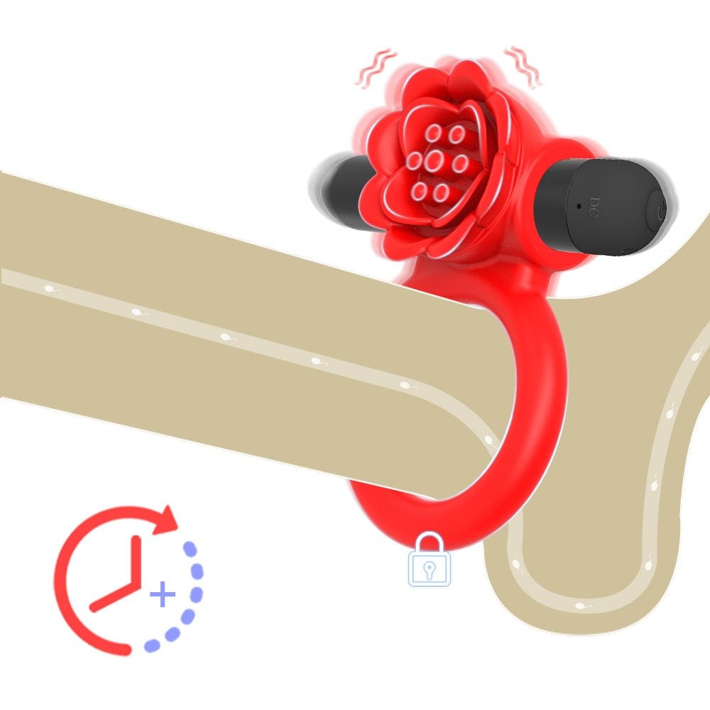 Red rose petal vibrating cock ring, photo 1
