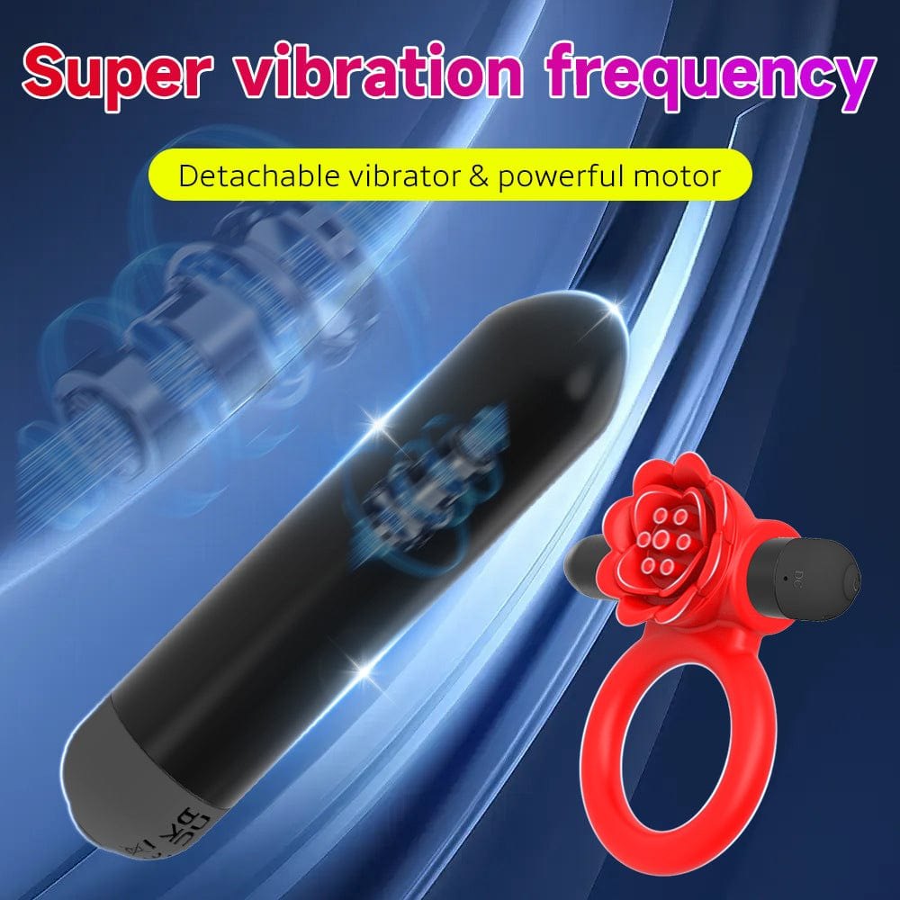 Red rose petal vibrating cock ring, photo 3