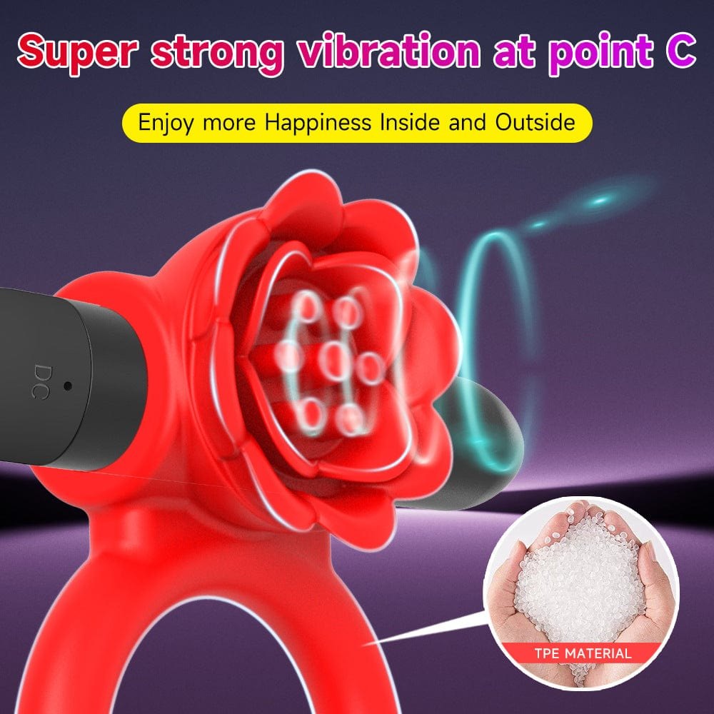 Red rose petal vibrating cock ring, photo 4