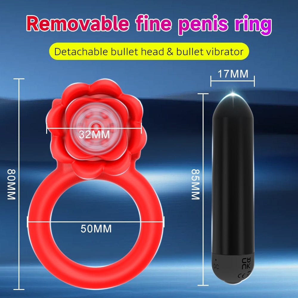 Red rose petal vibrating cock ring, photo 6