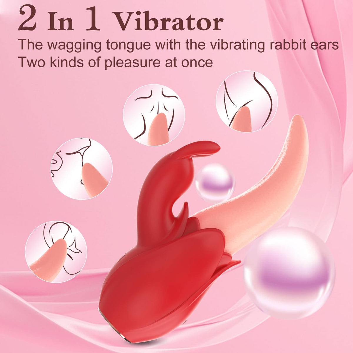 Red rose rabbit ear vibrator, photo 2