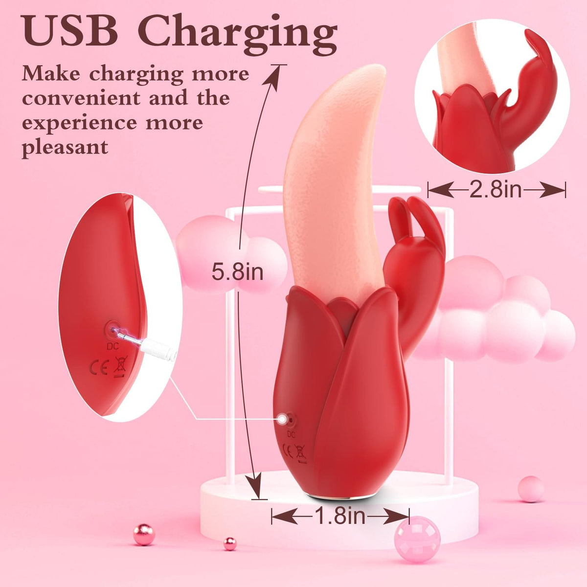 Red rose rabbit ear vibrator, photo 5