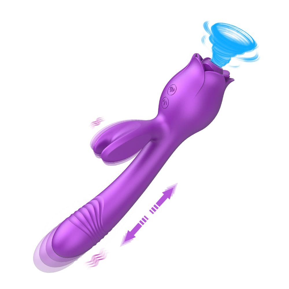 Purple silicone rose rabbit thrusting vibrator