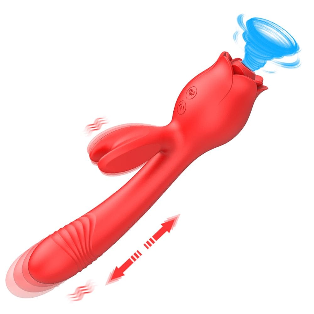 Rose Red silicone rose rabbit thrusting vibrator