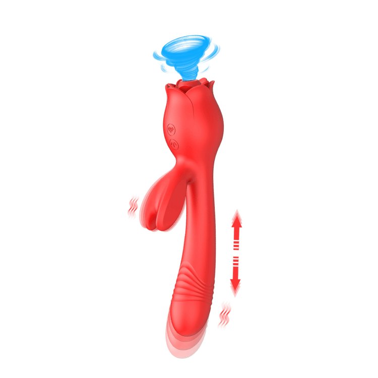 Silicone rose rabbit thrusting vibrator, photo 1