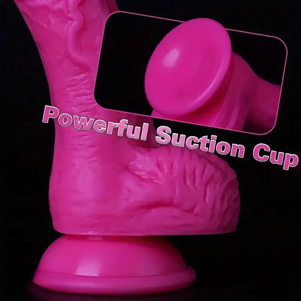 Rose red realistic silicone dildo, photo 2