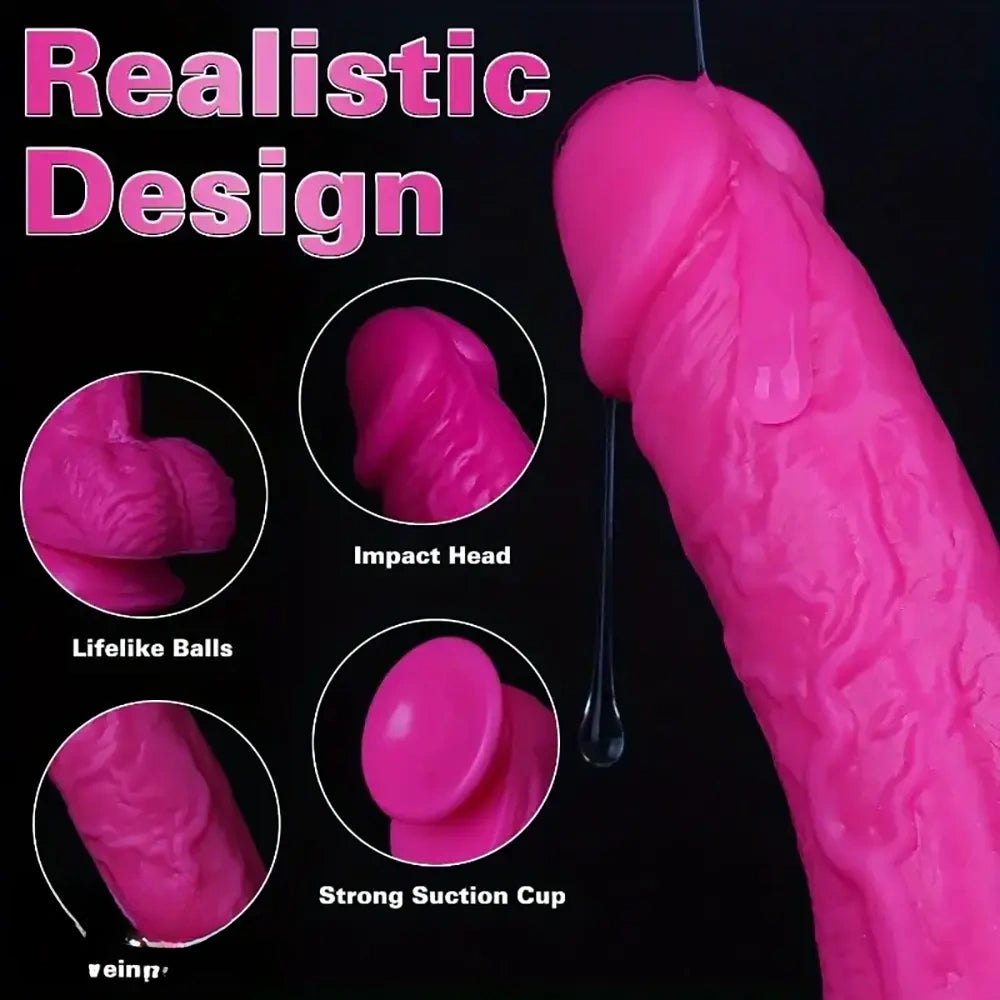 Rose red realistic silicone dildo, photo 3